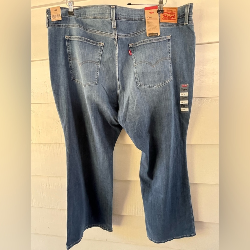 Levis Womens 726 Flare Stellar Stretch A High Rise Blue Jeans Plus Size 26W NWT